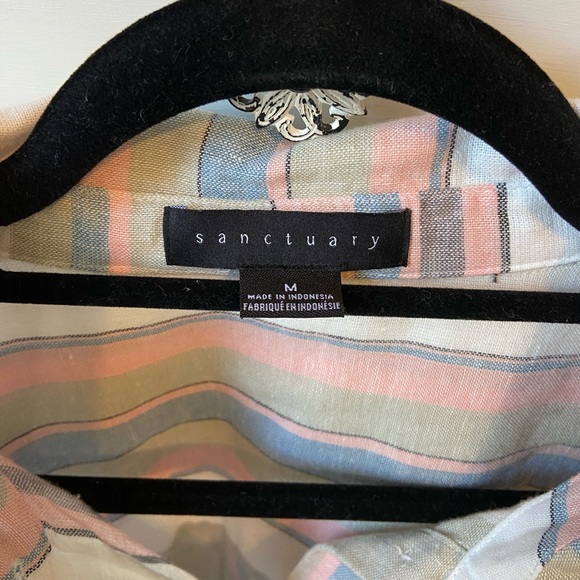 Sanctuary Boxy Linen Striped Button Down Top - Picture 5 of 7